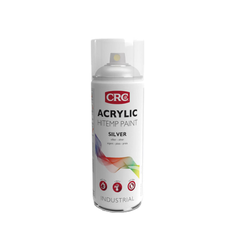 ACRYLIC HITEMP PAINT SILVER CRC, 400 мл - Серебристая термостойкая краска до 800°C