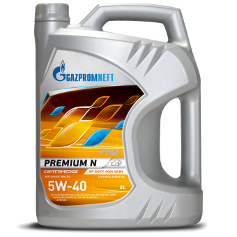 Моторное масло Gazpromneft Premium N, 5W-40, 5 л, синтетика