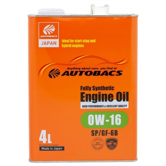 Моторное масло Autobacs Engine Oil Fully Synthetic 0W-16 SP, 4 л, синтетика
