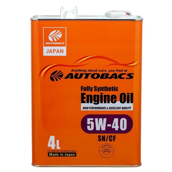 Моторное масло Autobacs Engine Oil Fully Synthetic 5W-40 SN, 4 л, синтетика