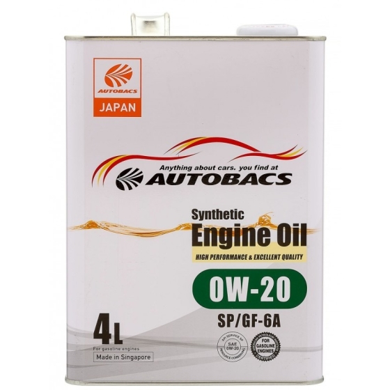 Моторное масло Autobacs Engine Oil Synthetic 0W-20 SP, 4 л, синтетика