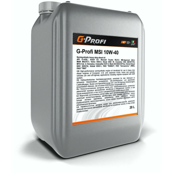 Грузовое масло G-Energy G-Profi MSI 10W-40, 20 л, синтетика