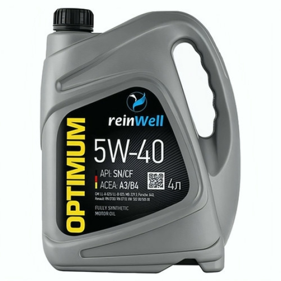 Моторное масло ReinWell A3/B4, 5W-40, 4 л, синтетика