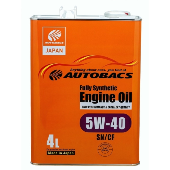 Моторное масло Autobacs Engine Oil Fully Synthetic 5W-40 SN, 4 л, синтетика