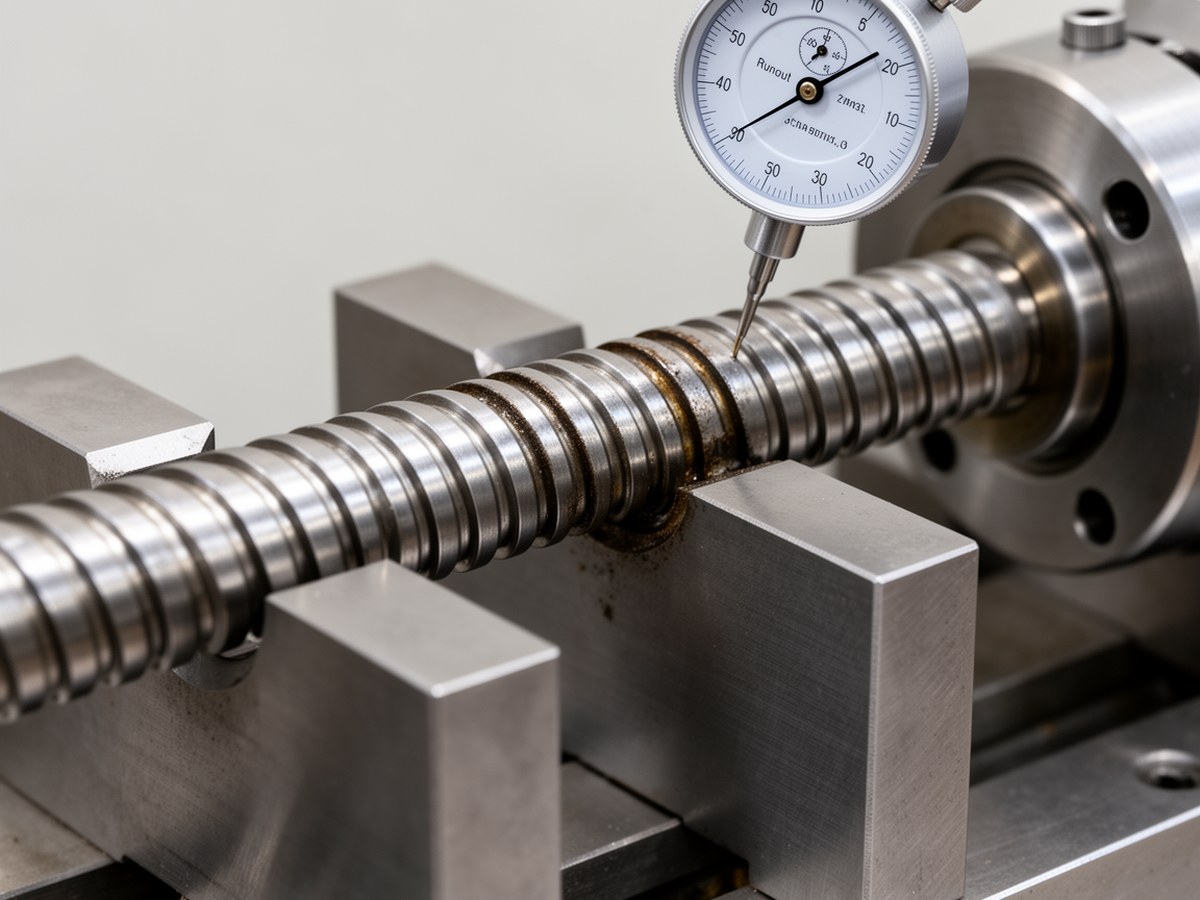 Измерение радиального биения винта на призмах