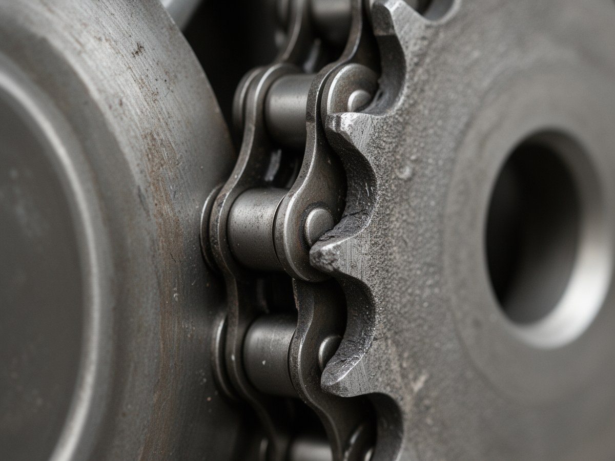 Износ профиля зубьев чугунной звездочки в зацеплении с цепью