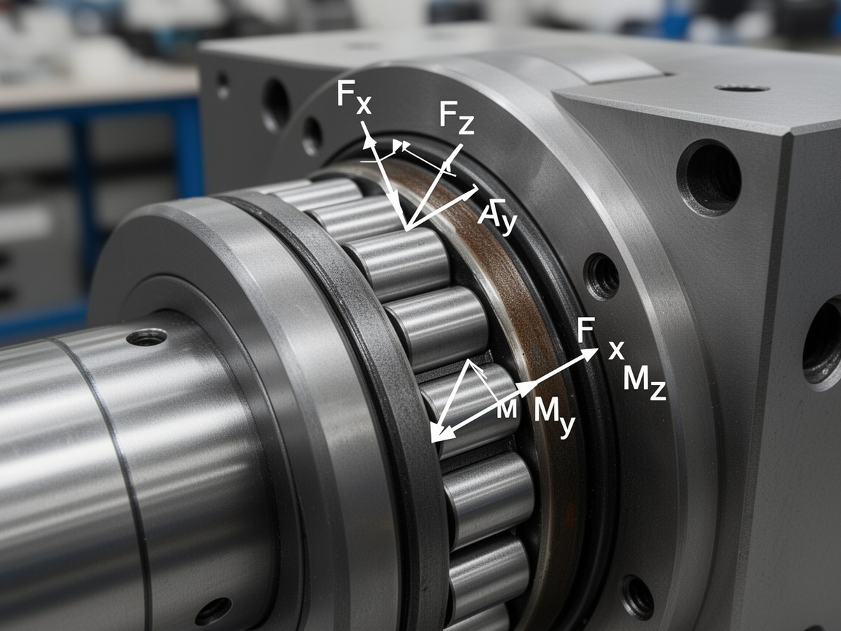 Схема нагрузок Fx Fy Fz и моментов Mx My Mz на каретке