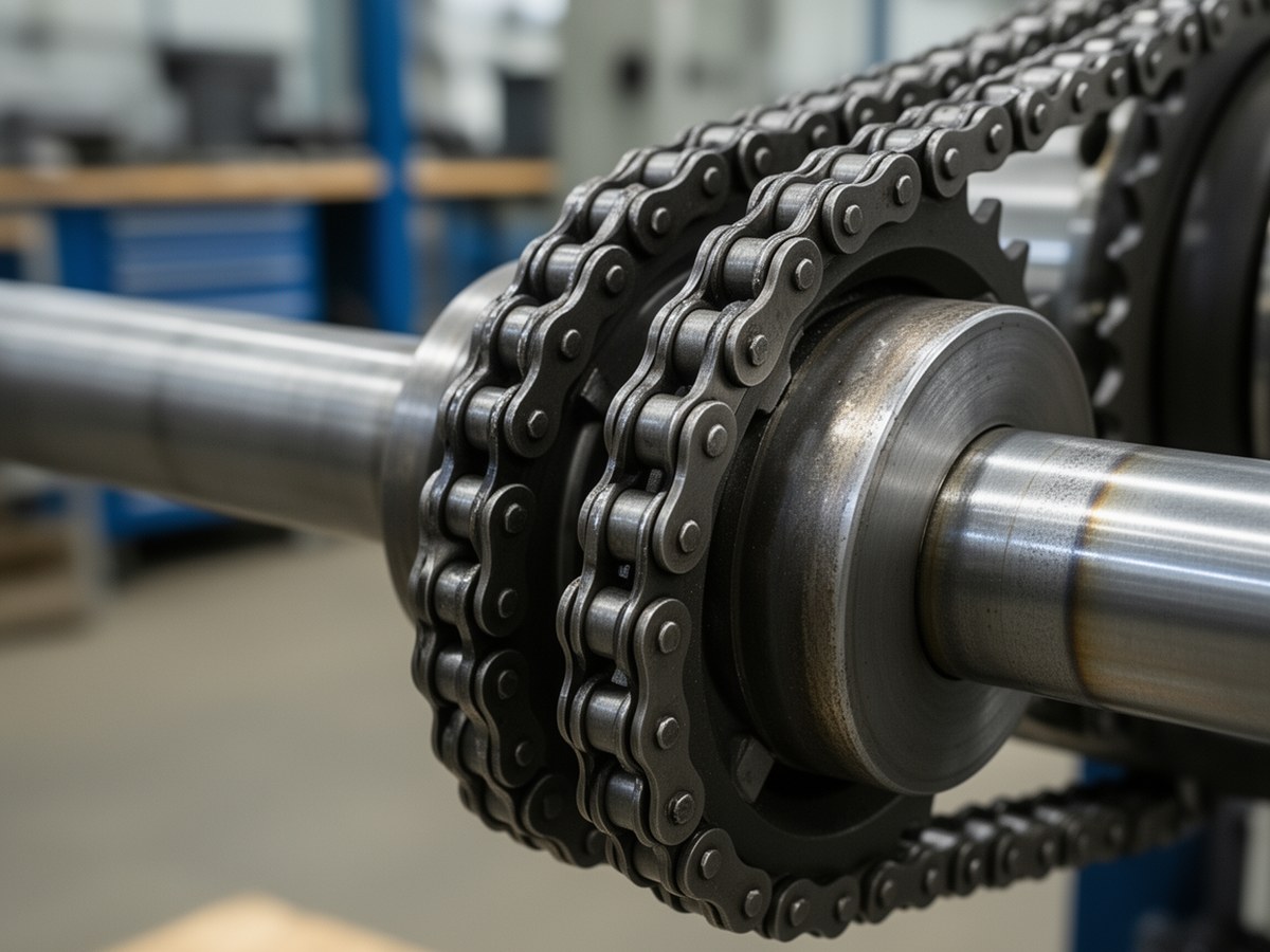 Узел с двумя однорядными цепями на двойной звездочке