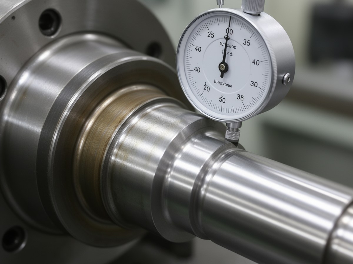Контроль биения шейки прецизионного вала индикатором