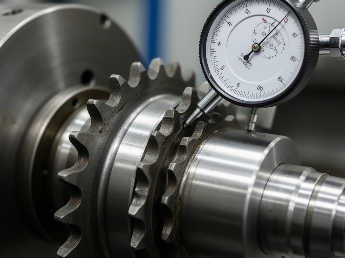 Измерение торцевого и радиального биения звездочки индикатором