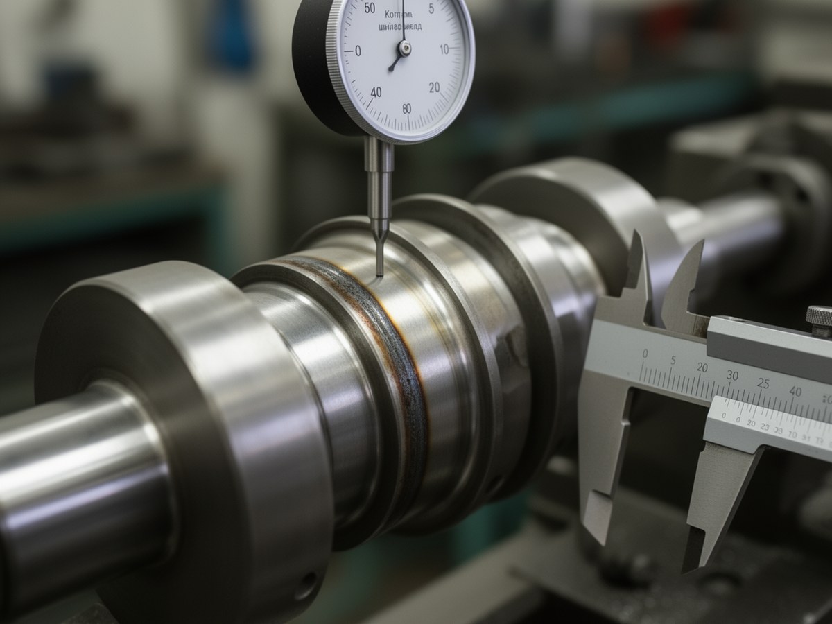 Контроль шейки вала индикатором и микрометром
