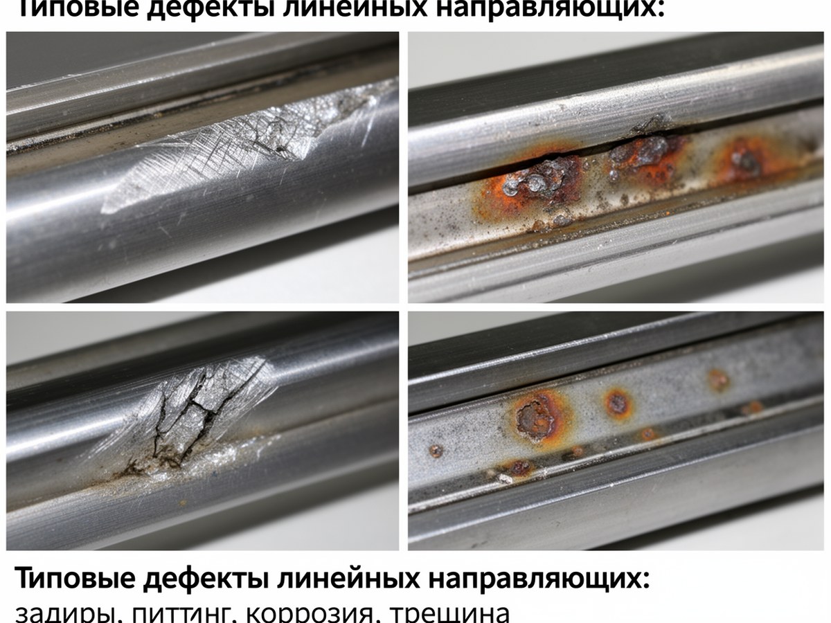 Типовые дефекты линейных направляющих: задиры, питтинг, коррозия, трещина