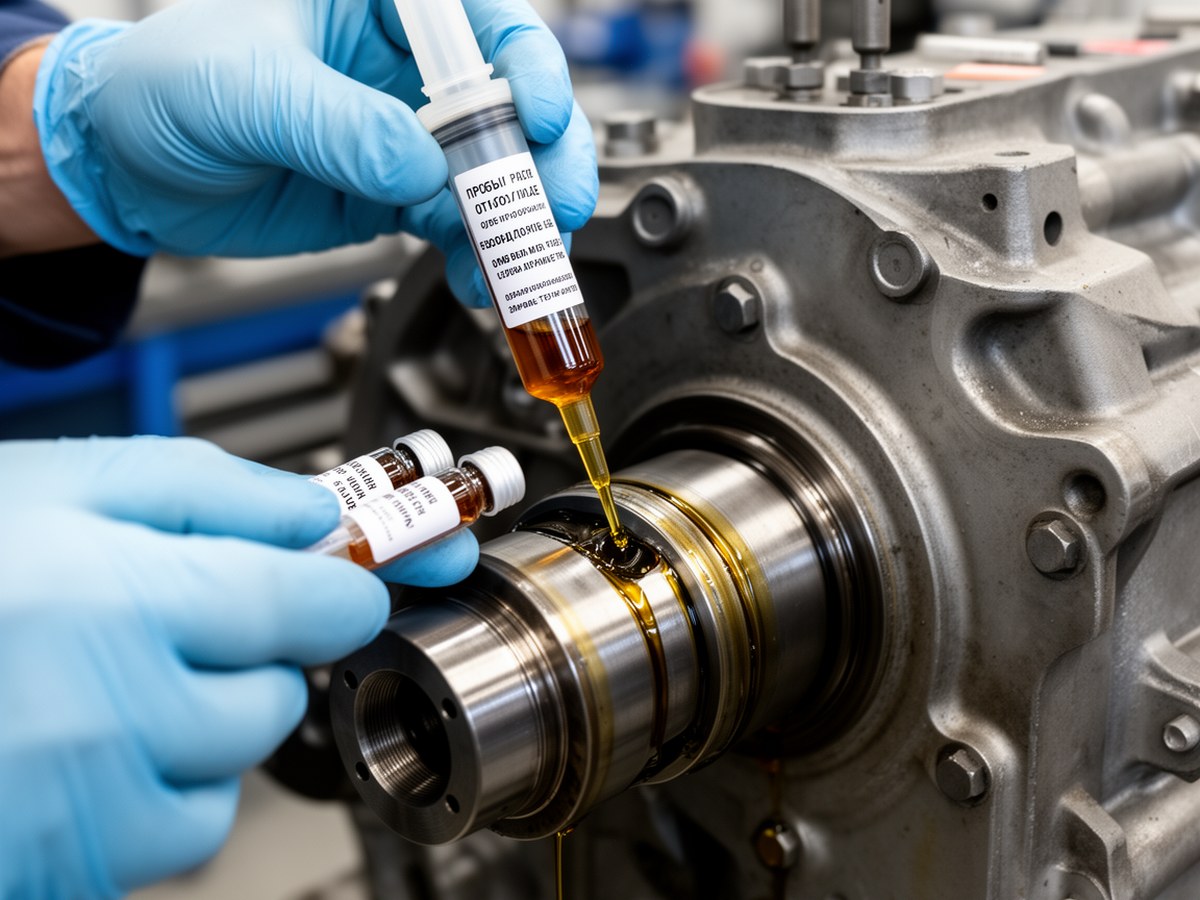 Отбор пробы масла на промышленном редукторе