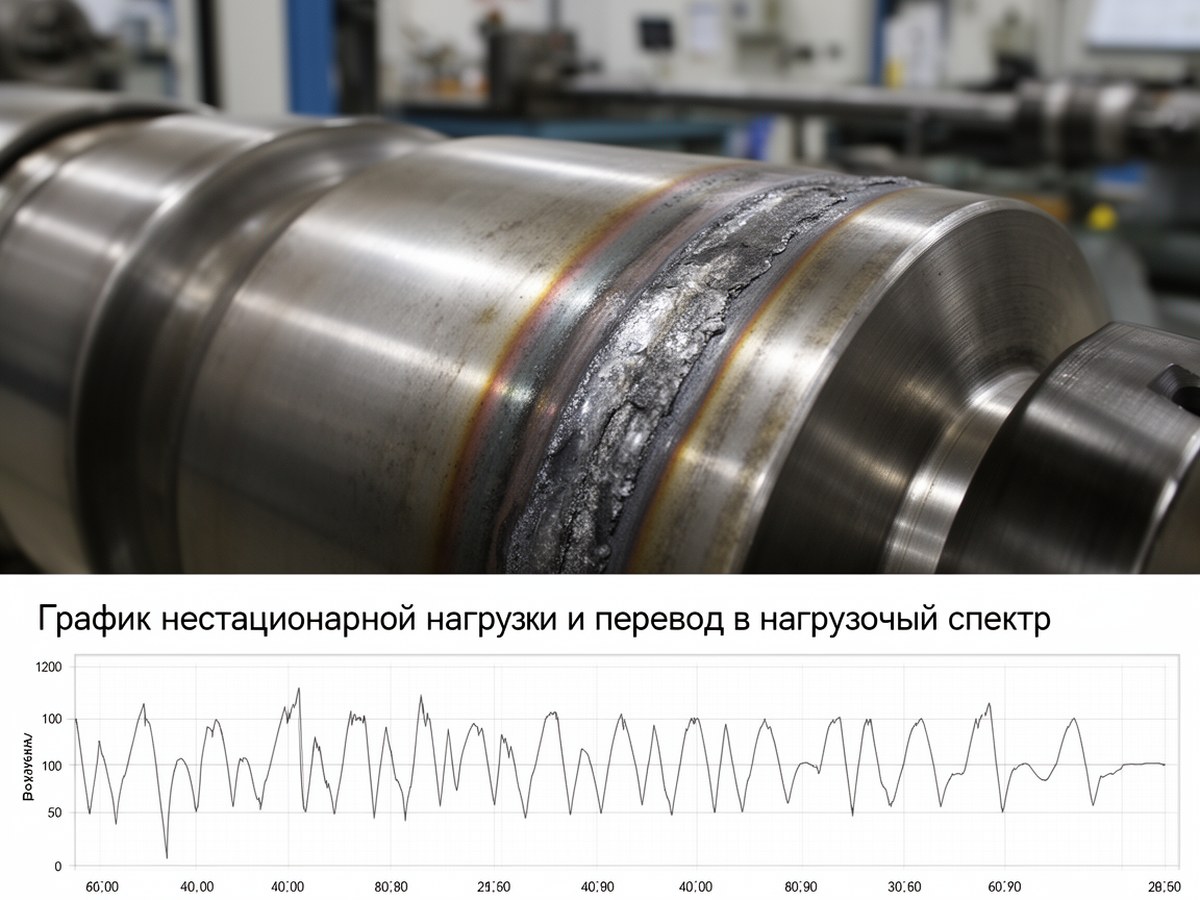 График нестационарной нагрузки и перевод в нагрузочный спектр