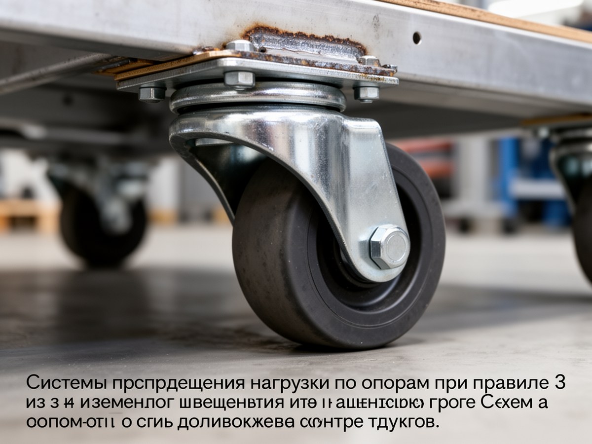 Схема распределения нагрузки по опорам при правиле 3 из 4 и смещенном центре тяжести