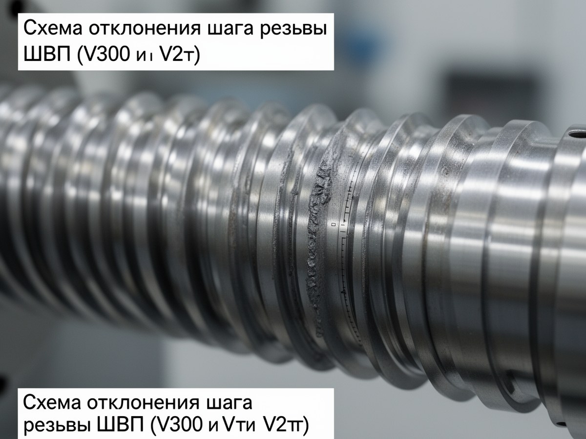 Схема отклонения шага резьбы ШВП (V300 и V2π)