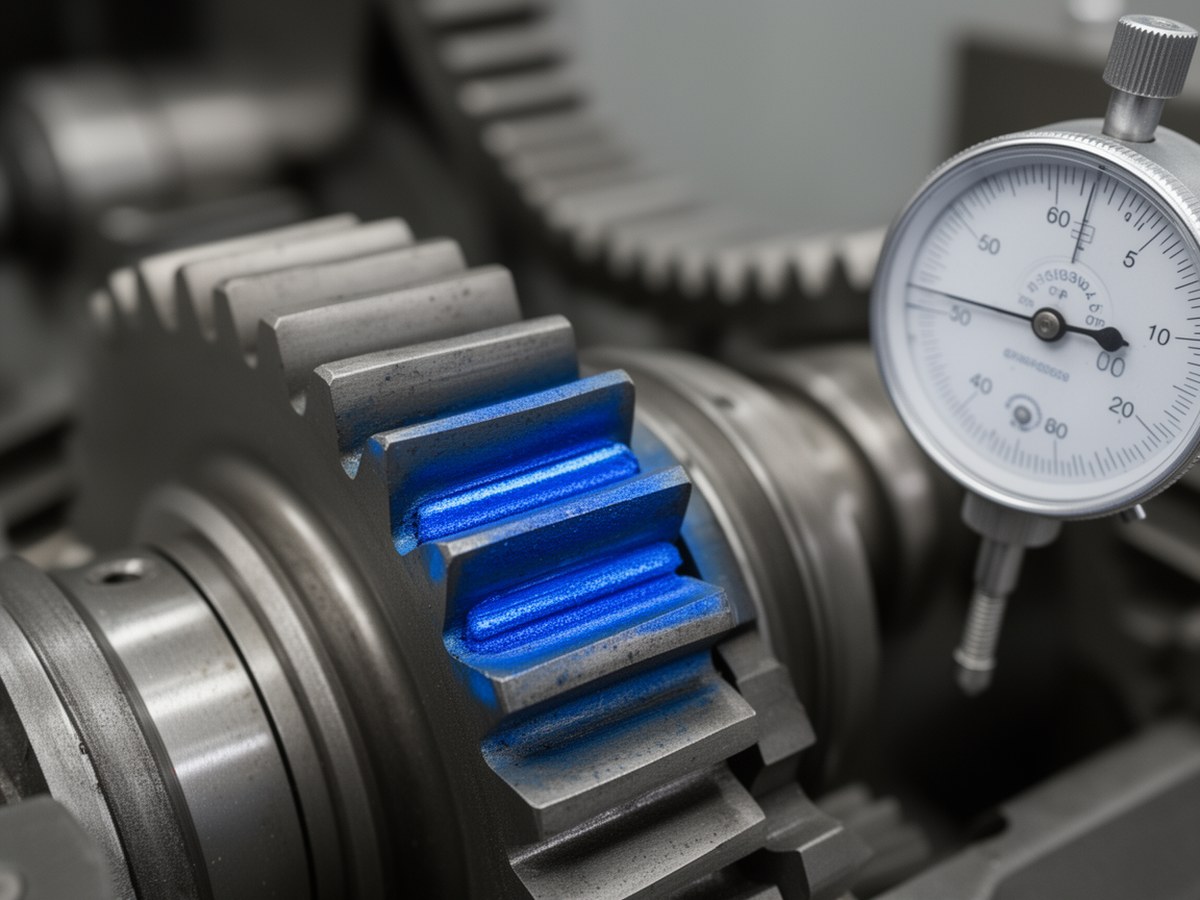 Проверка пятна контакта и зацепления рейки с шестерней